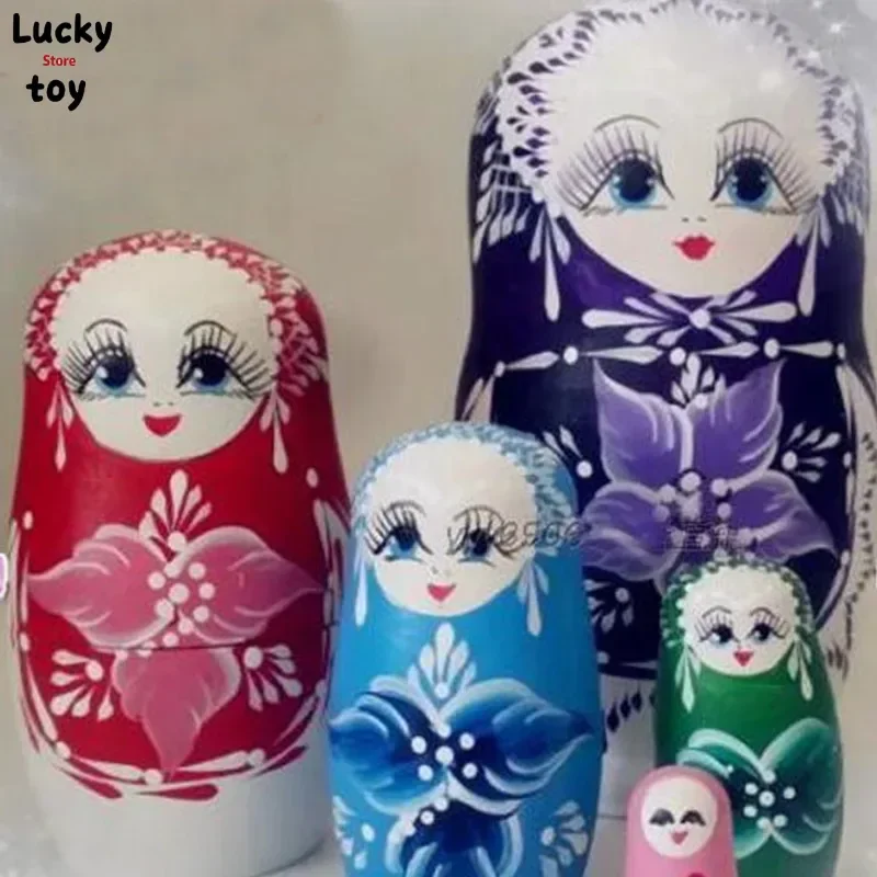 

6 Colors 5 Layer Hand-Painted Russian Wood Dolls Update High Quality Dry Basswood Matryoshka Doll Toys Gift L50