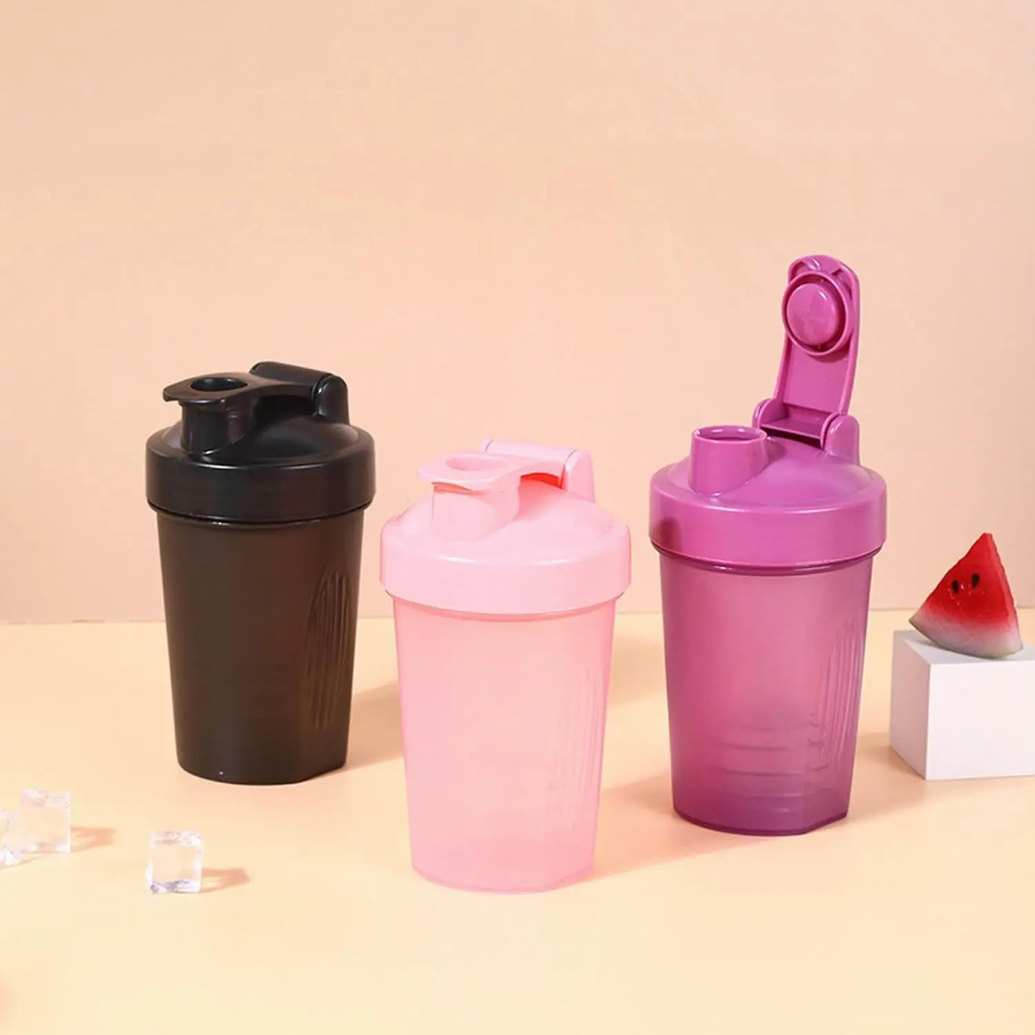 1pack Shaker Cup 400ml Fitness Sports Water Cup Portable Protein Shake Bottle with Whisk Ball Powder Mixer Bottle Fitness Gym