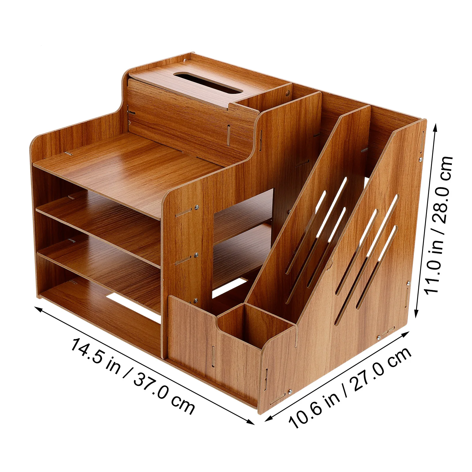 Wooden Desktop Rack Cherry Wood Stationery Desktop Organizing Holder Organizer Tabletop Shelf For Home Office Bedroom Dorm Use