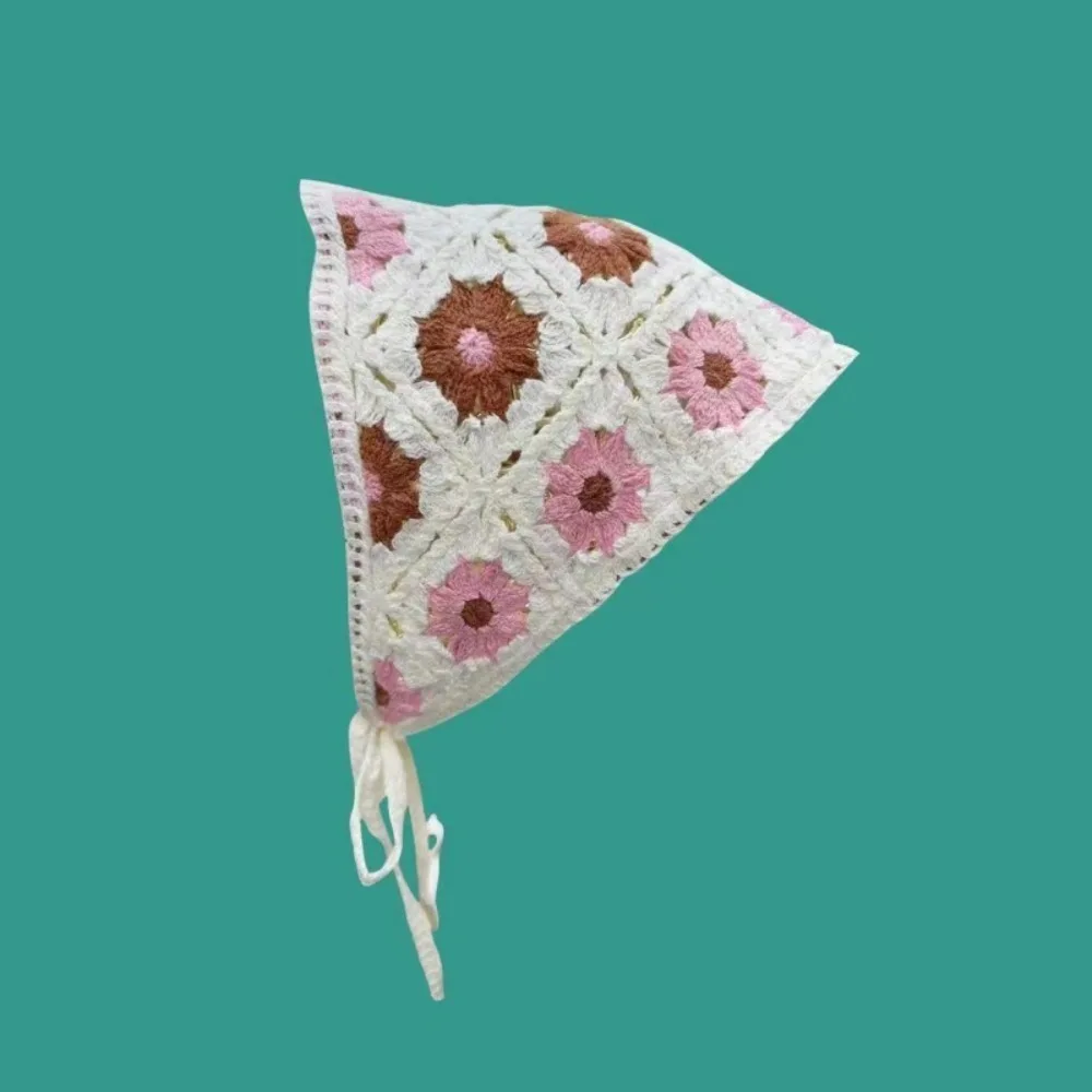 แฟชั่นโครเชต์ Turban ถักสไตล์วินเทจแถบคาดศีรษะผ้าพันคออุปกรณ์เสริมผมดอกไม้ที่มีสีสันผ้าพันคอผมสําหรับหญิงสาว