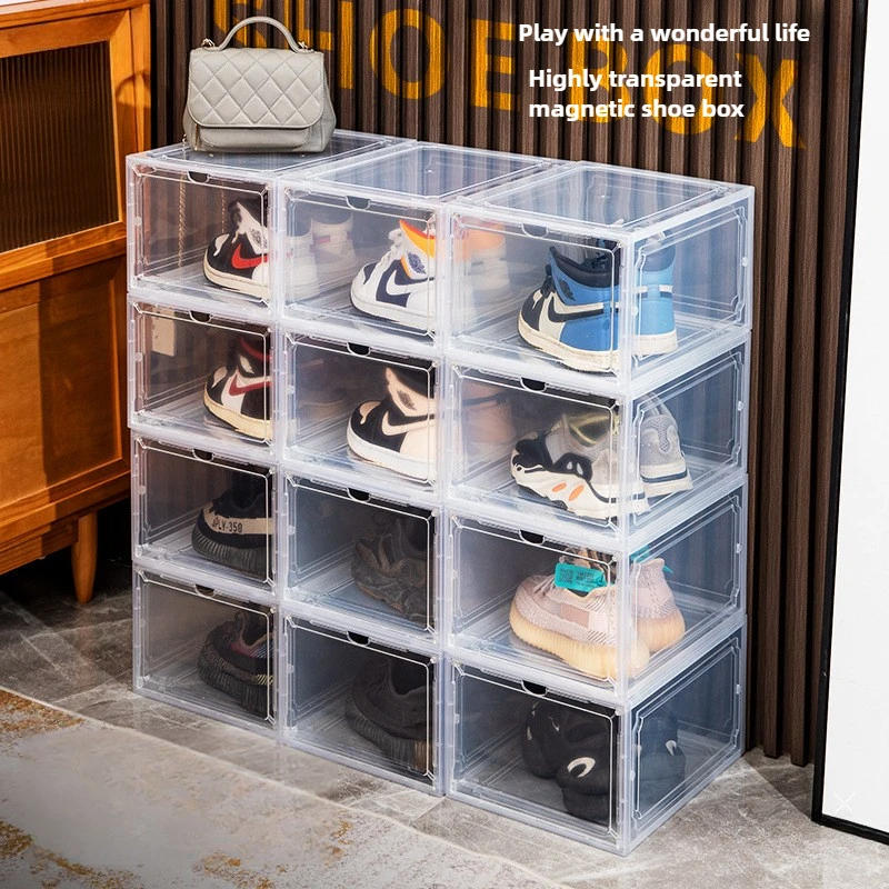 Acrylic transparent shoe box storage box, plastic basketball shoe cabinet, sneaker storage box, display cabinet shoe box