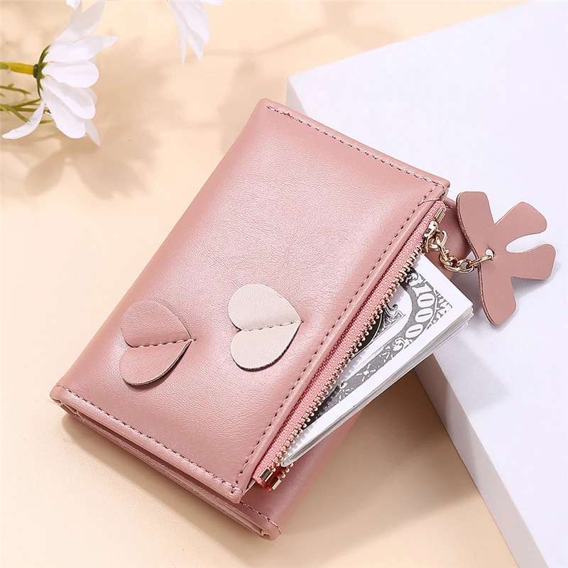 Portafoglio corto a tre pieghe da donna con cerniera versione coreana borsa con Slot Multi-card carina tenere in mano Mini borsa portafogli freschi femminili