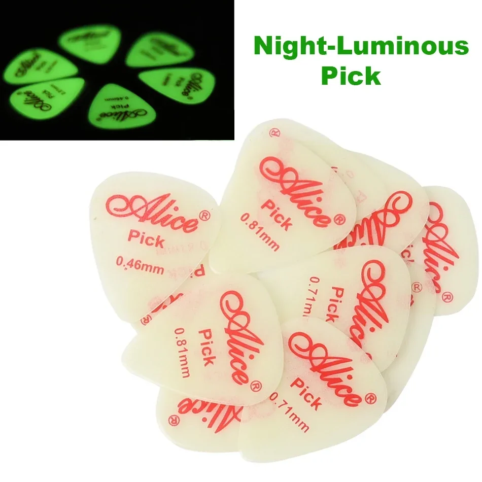 Alice 12Pieces/Set Fluorescent Night-Luminous Picks with 3 Kinds of Thickness Cool Stage Picks