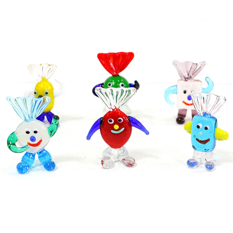 

Kawaii murano Glass Candy Ornaments Cute Candy Doll Mini Figurine Home Room Decor Collection New Year Christmas Party Kids Gifts