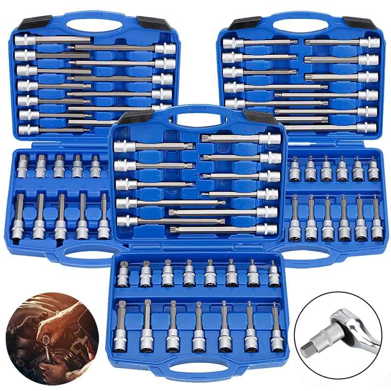 26/30/32 pezzi set di manicotti per presa estesa set di manicotti per punte a pressione testa di chiave kit combinato per presa Torx esterna utensile manuale