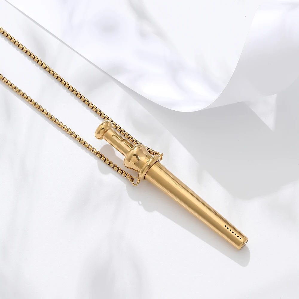 Large Size Anxiety Relief Breathing Necklace Stainless Steel Meditation Pendant for Stress & Mindfulness Calm Quit Smoking Aid