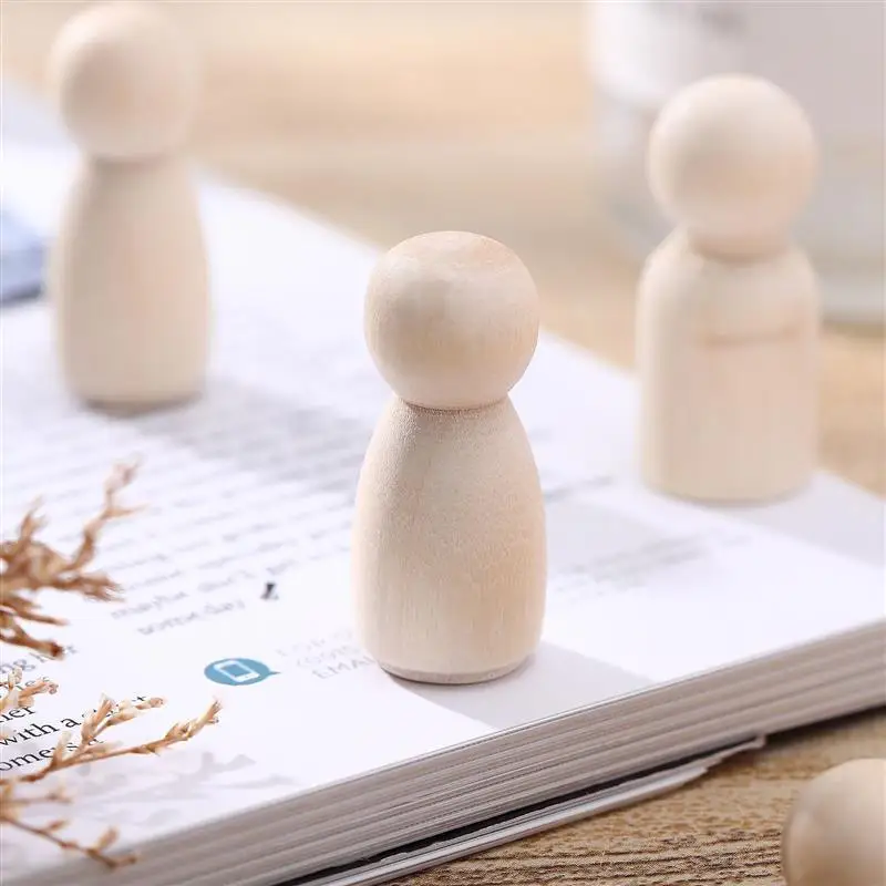 40pcs Wooden Peg People Dolls Unfinished Peg Dolls Crafts People Peg Dolls Peg Dolls Painting Crafts for DIY Painting Crafts Art