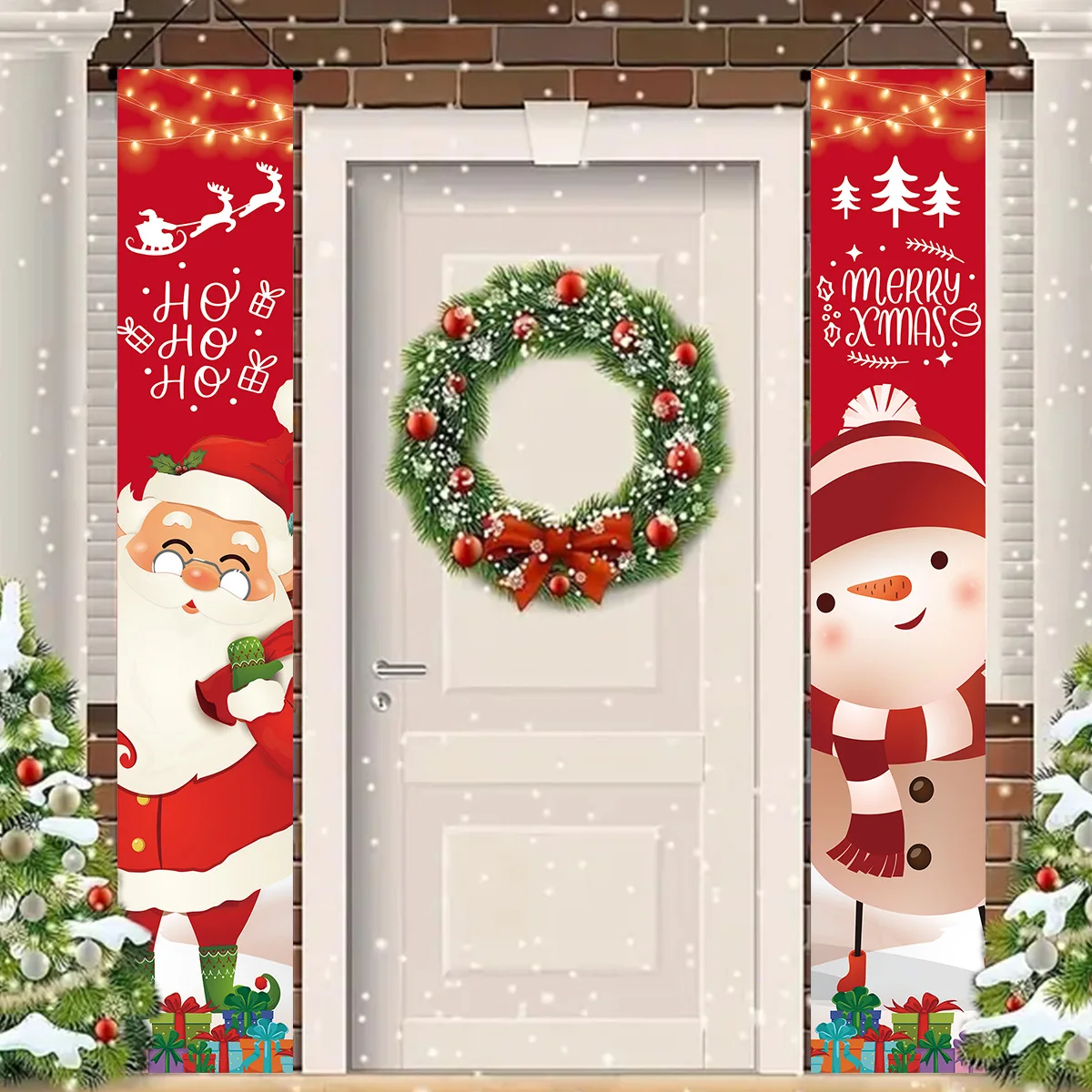 Babbo natale pupazzo di neve Banner tenda per porta di natale decorazione di buon natale per la casa 2023 natale Navidad natale regali di capodanno