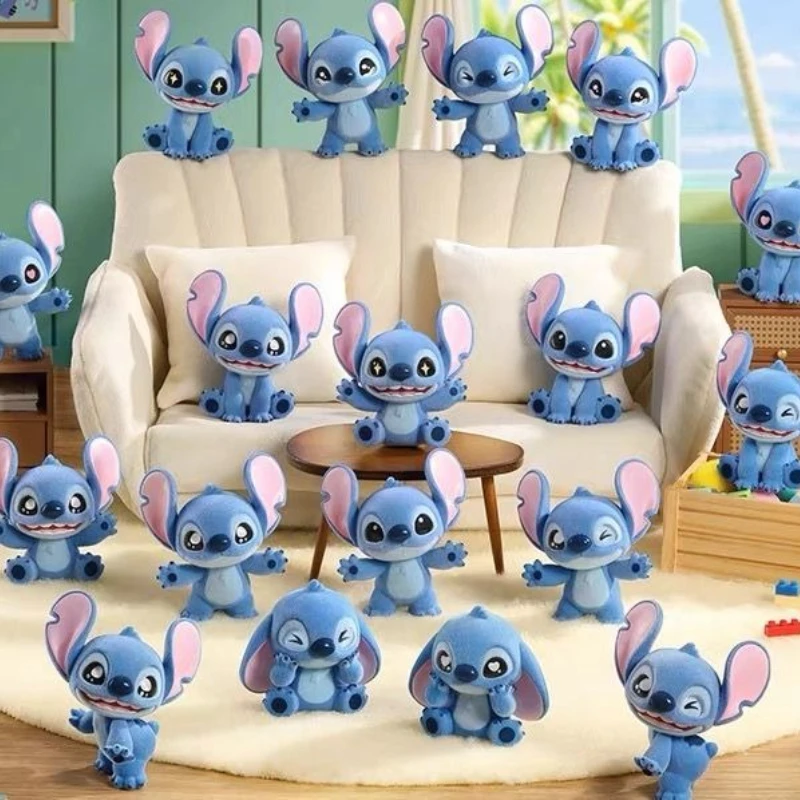 Disney Stitch Mini Cute Kawaii Cartoon Flocked Cute Grain Doll Ornament Creative Exquisite Movie Peripheral Figure Decoration