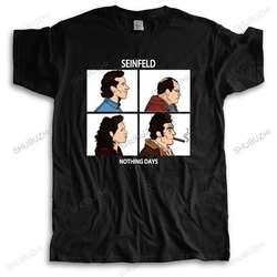 Mens fashion tshirt loose summer streetwear tee tops Nothing Days Seinfeld Bigger Size Homme Black print Teeshirt Short Sleeve