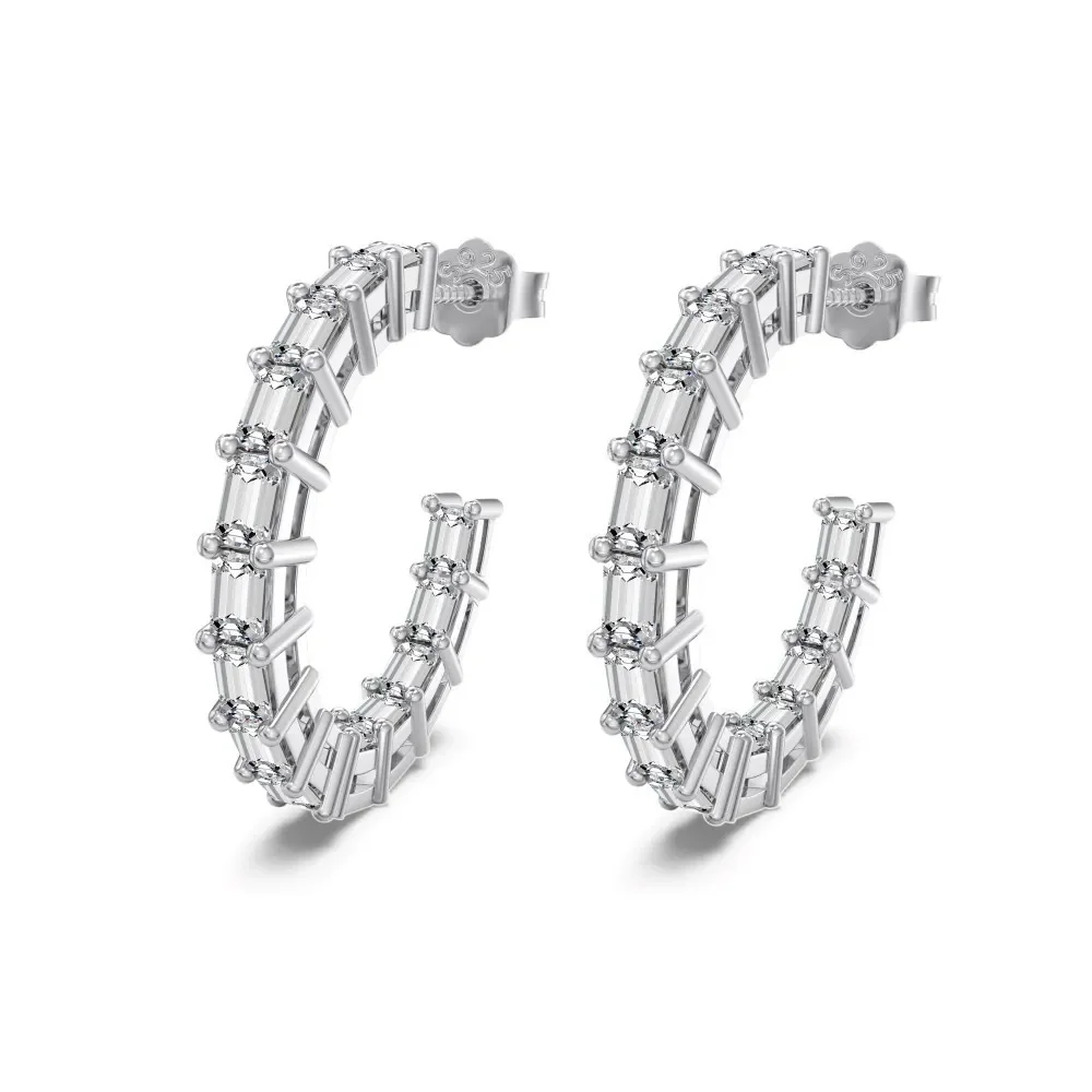 

New S925 silver earrings for women with exaggerated design and luxurious cut zircon earrings for women