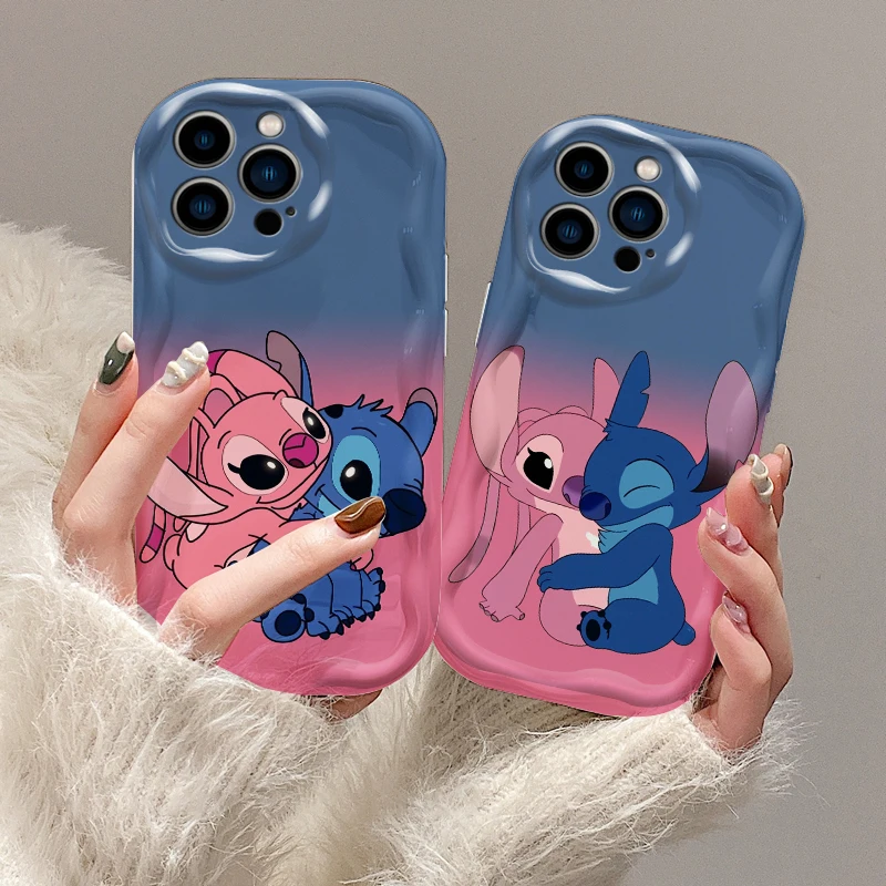 Disney Stitch Cute For Apple iPhone 15 14 13 12 11 XS XR X Pro Max Plus Wave Oil Cover Phone Case