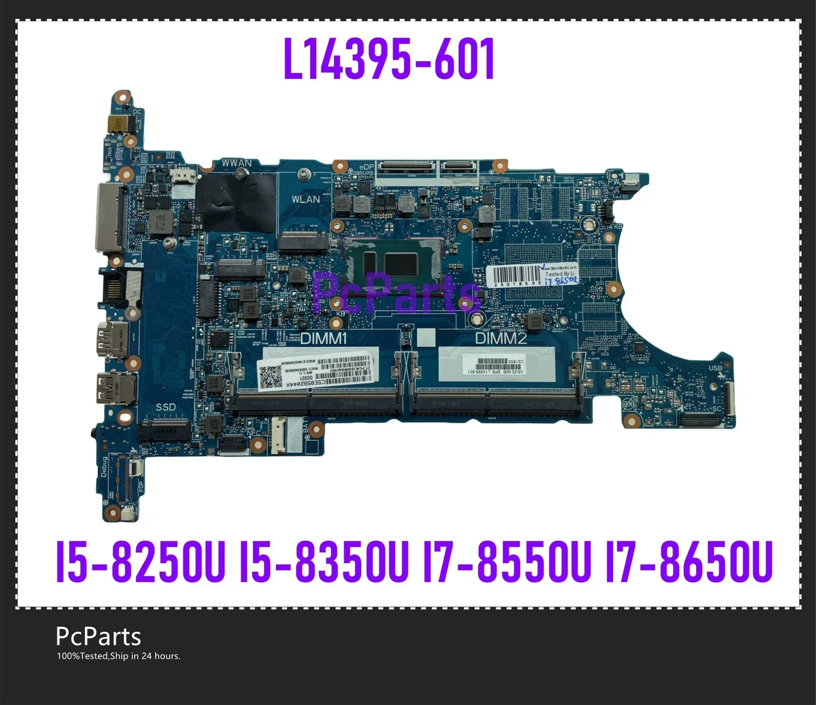 PCparts L15518-601 L14395-601 For HP Elitebook 840 850 G5 Laptop Motherboard 6050A2945601-MB I5-8250U I5-8350U I7-8550U DDR4 MB