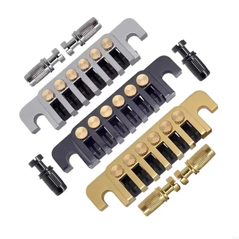 

Q84C 6-String Electric Guitar Bridge Tailpiece Vintage Bridges with Studs and Inserts Guitar Musical Instrument Parts