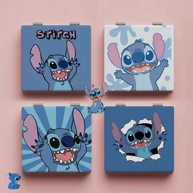 Cartoon Stitch Mirror Cute Portable Two-Sided Makeup Fold Mirror High Definition Girls Hostel Supplies New Year Gifts