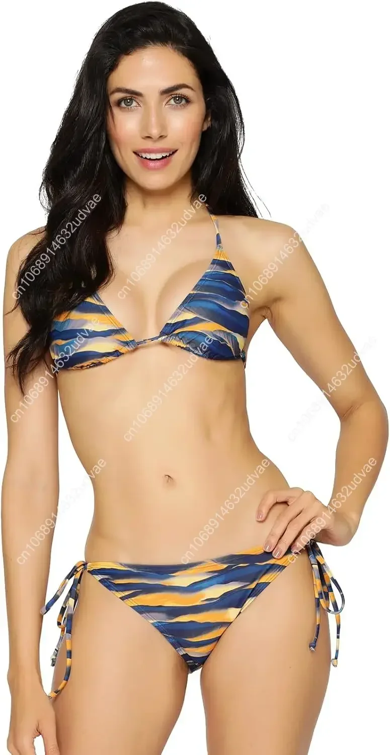 

Colorful Polka Dot Triangle Bikini Set Women Sexy Bikini 2 Piece Spaghetti Strap Top Thong Swimsuit Bathing Suit