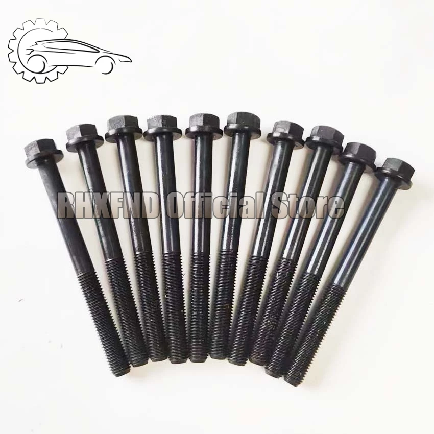 10pcs 1E 2E/2E-E/2E-L 3E / 3EE Cylinder head bolt nuts for Toyota Corolla/Starlet/Tercel 1295cc 1.3L Petrol 1990-99