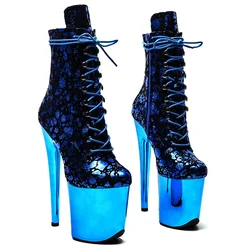 Leecabe 20CM/8inches Suede Upper lady ankle boots High Heel Electroplate platform Pole Dance boot