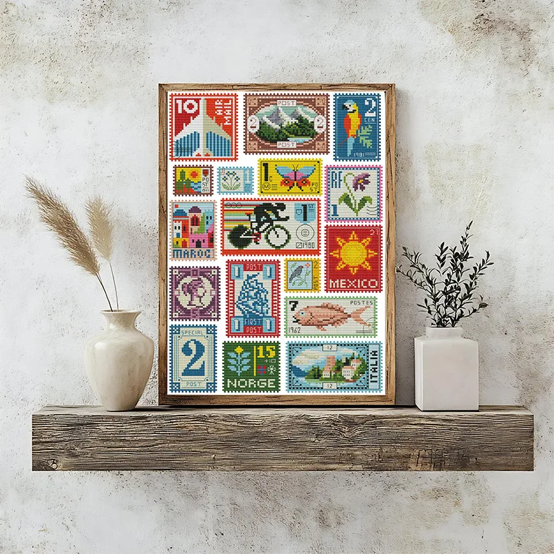

Soulgift New Pre-Printed Cross Stitch Kit, Stamped 9CT/11CT/14CT/16CT DMC Threads, Embroidery Kit - Small Stamp Collection