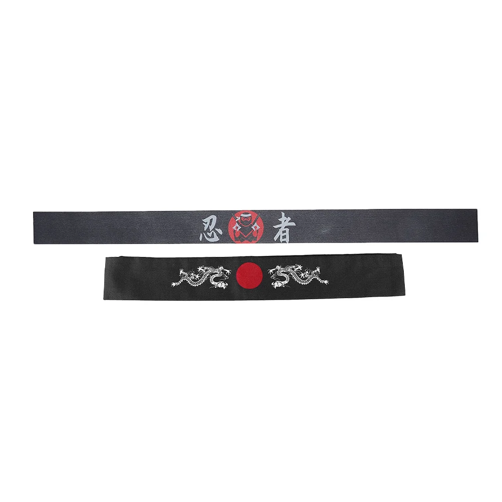 2 Pcs Japanese Ninja Headscarf Chef Costume Karate Headband Wide Headbands for Women Decorative Silk Accessory Samurai Fitness