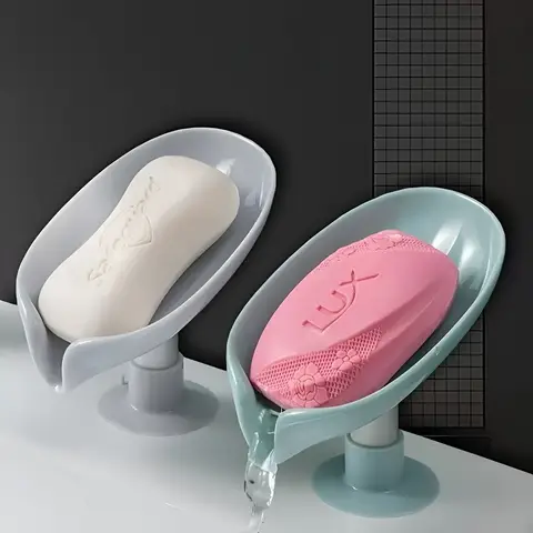 2PCS/1PCBathroom Additions, Leaf-Shaped Soap Dish, Shower Soap Holder, Bath Soap Box, Sponge Tray, Drainage Soap Plate, And Bath