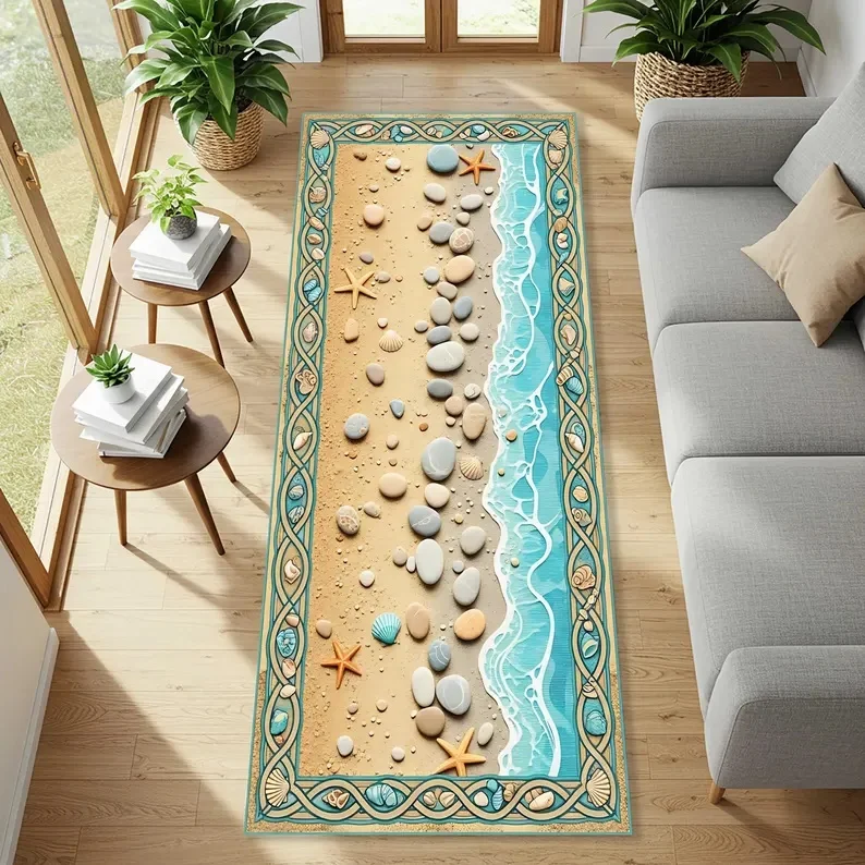 Nordic Wind Waves Ripples Runner Rug Bedroom Decoration Carpet Living Room Corridor Bedside Sofa Floor Mat