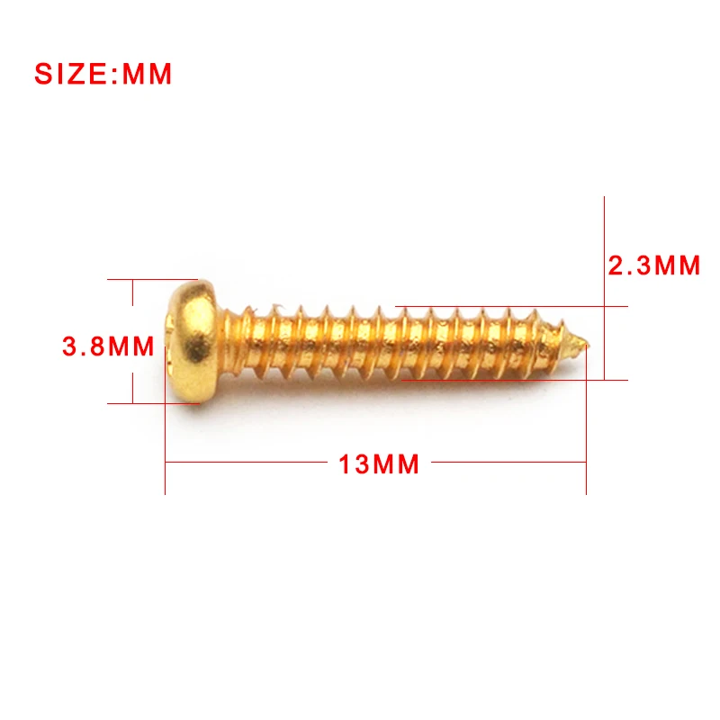 200Pcs 2.3x13mmBaseplate Screws Electric Guitar Pickup Baseplate Screw for Electric Guitar Pickup Making Gold/Chrome