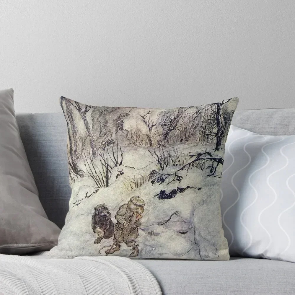 Rat and Mole Lost in the Wild Wood - The Wind in the WIllows - Arthur Rackham Throw Pillow pillow cover christmas pillow