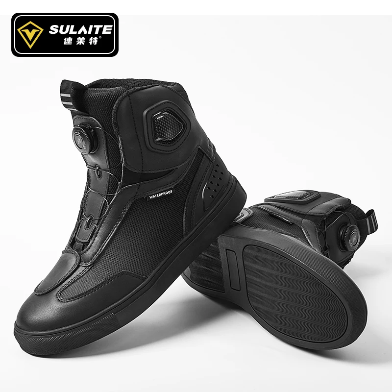 SULAITE Motorcycle Shoes Men's Boots Fall Proof Breathable Retro Cycling Boots Four Seasons Commuter Casual Motorcycle Boots