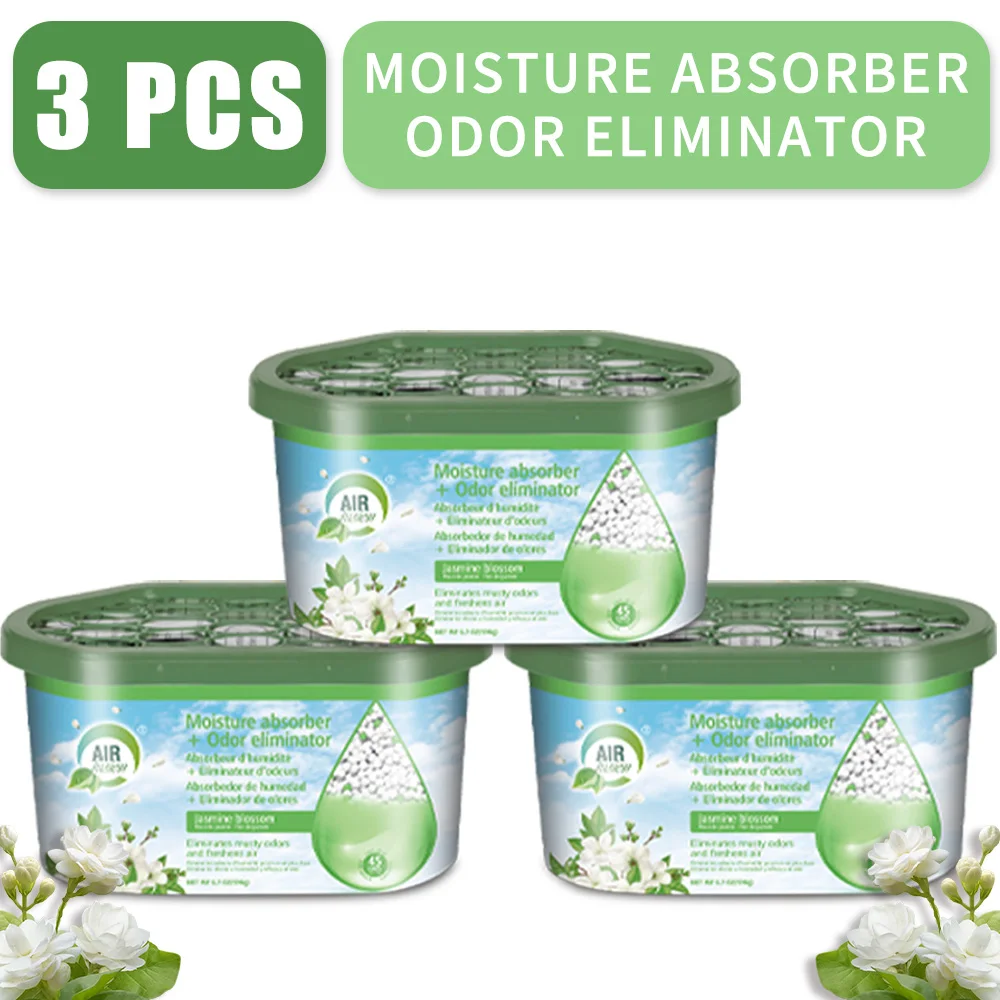 3-حزمة من صناديق امتصاص الرطوبة القوية ومزيل الرائحة - للخزائن والحمامات والمركبات الترفيهية. مصائد مزيل الرطوبة القابلة لإعادة الاستخدام، تمنع الرطوبة