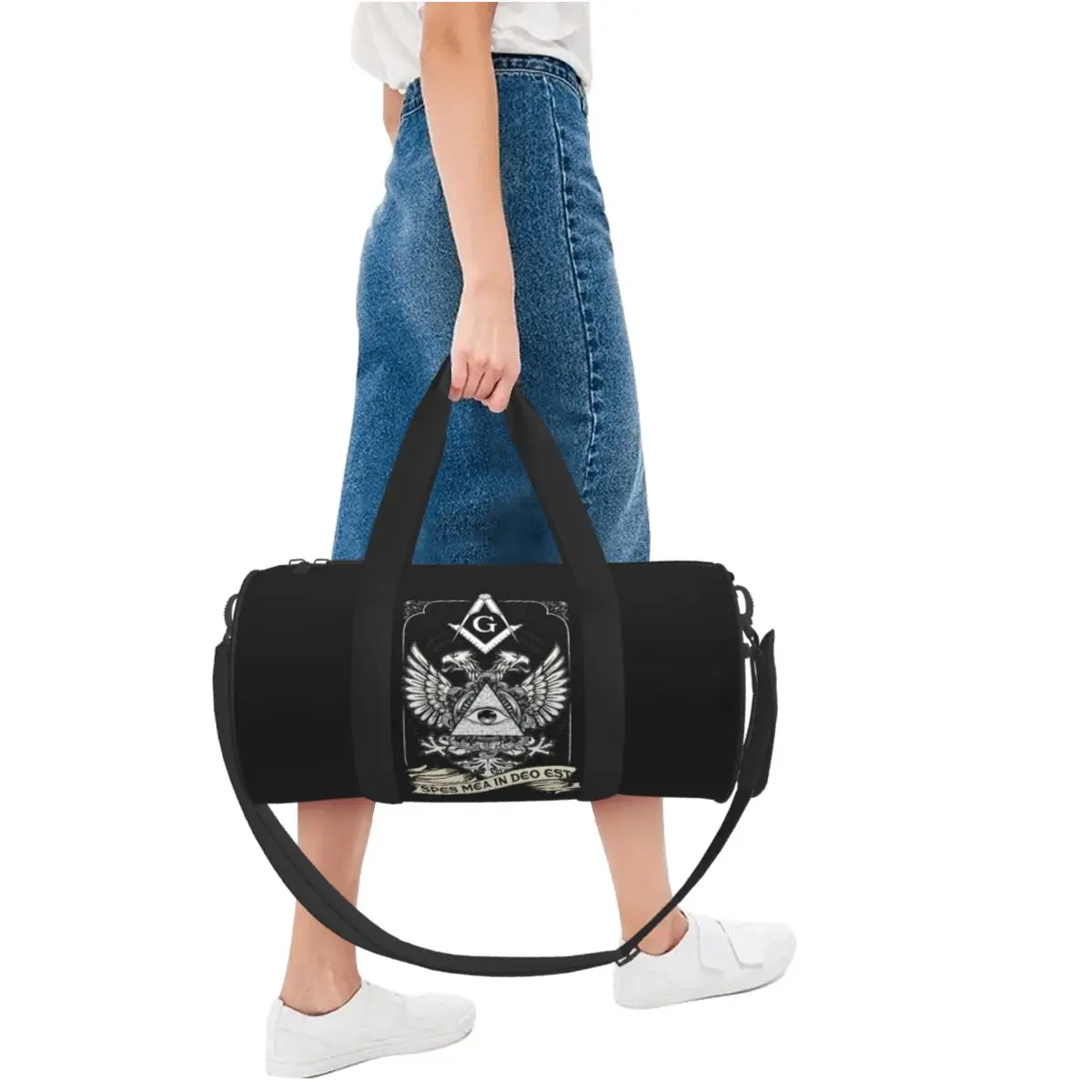 Logotipo freemason saco de ginásio bússola pedreiro sacos esportivos à prova dwaterproof água com sapatos treinamento design bolsa gráfico saco de fitness para casal