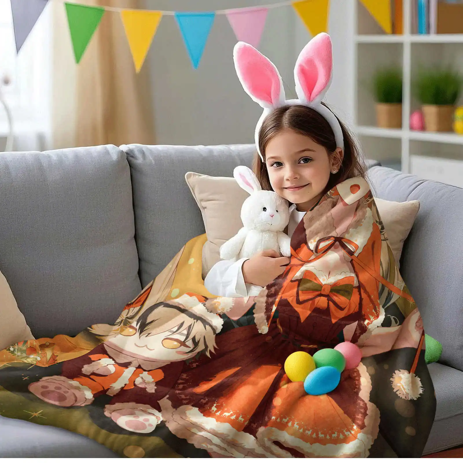 Genshin Impact Furina Flannel Throw Blanket Warm Quilt for Winter Foldable Beach 5