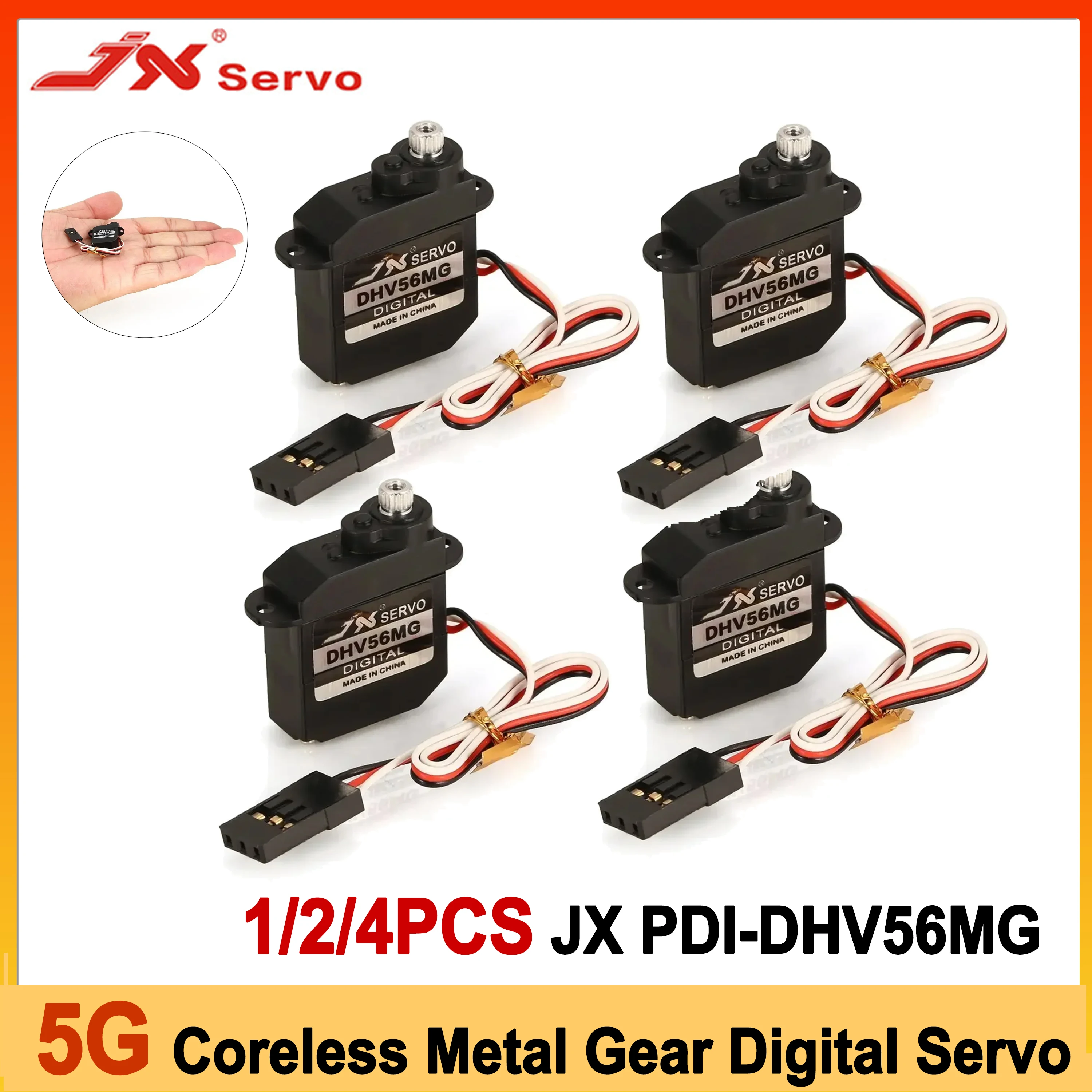 

1/2/4 шт. JX PDI-DHV56MG 5G Бесколлекторный цифровой сервопривод с металлическим редуктором HV 1.2 кг 0.10 с для модернизации моделей радиоуправляемых машин, самолетов, роботов