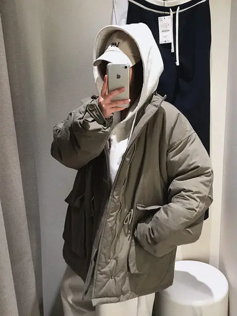 

Winter Chic Women's Cotton Jaet Stand Collar Dstring ket Warm Loose Design Sense Outerwear Faionable Sli