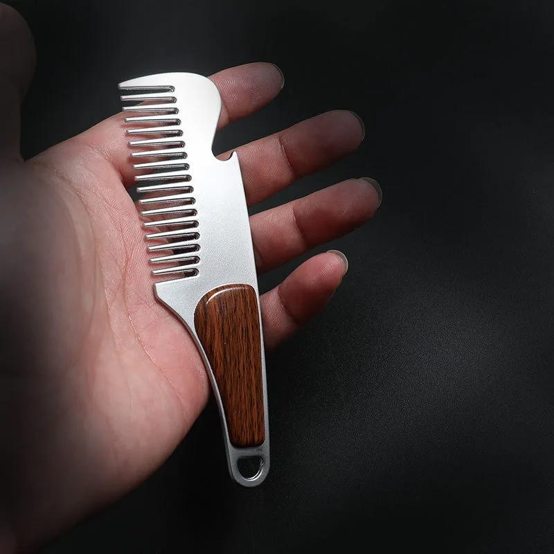 Beard Comb Mens Shaving Pocket Comb Portable Male Steel Mustache Brush Hair Styling Hairdressing Hair Cutting Tools