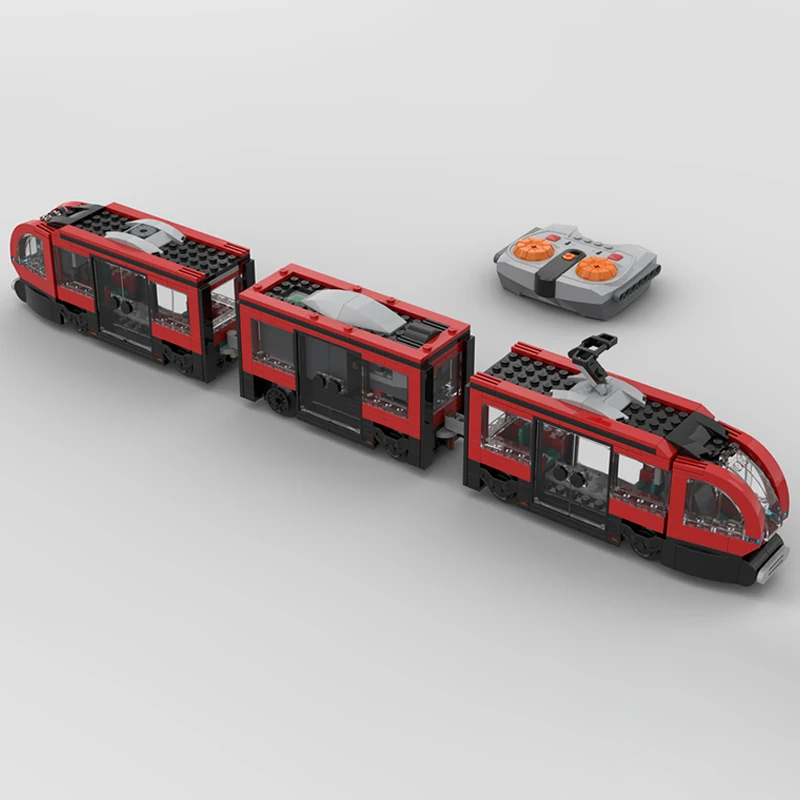 Bloques de construcción personalizados MOC, locomotora eléctrica con ferrocarril central con función de potencia, bloques de modelismo, juego de juguetes populares DIY para niños