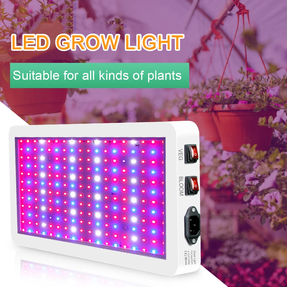 2000W LED Grow Light for Indoor Plants 312 LEDs Full Spectrum Veg and Bloom Dual Switch IP65 Waterproof Hanging Plant Growing