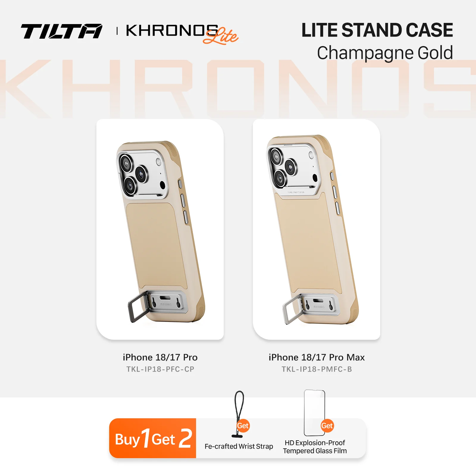 TILTA Khronos Lite telefoonhoesje voor iPhone 18 Pro/18 Pro Max, MagSafe TPU-hoesje met camerabedieningsknop, TKL-IP18.