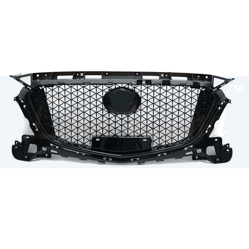 For Mazda 3 Axela 2017 2018 2019 Gloss Black Honeycomb Grille ABS Front Middle Grille Front Bumper Grill Upper Grille Racing