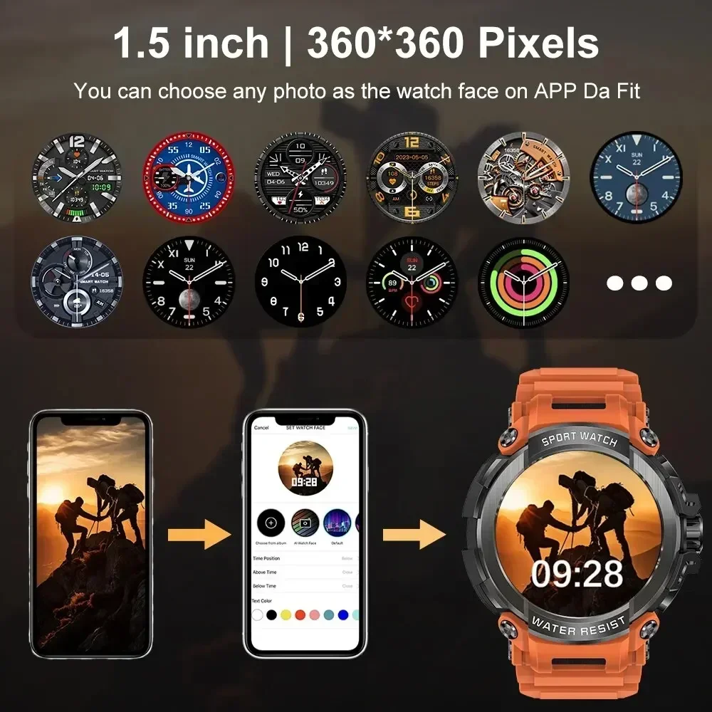 Smartwatch for Android IOS 600mAh 1.5