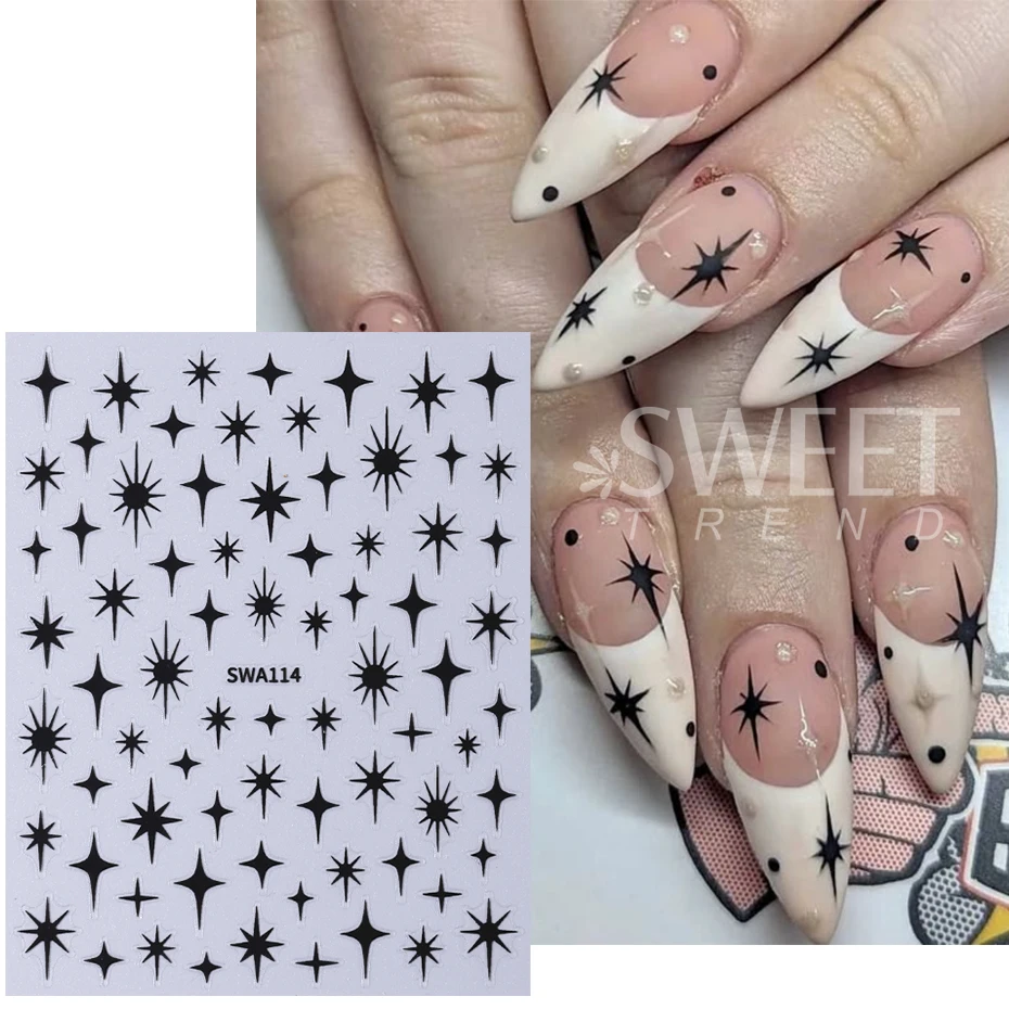 6 Stück Y2K Gold Silber Stern Nagelaufkleber 3D Metallic Laser Sternenlicht Sliders Unregelmäßiger Stern selbstklebende Nagelaufkleber Maniküre Dekor