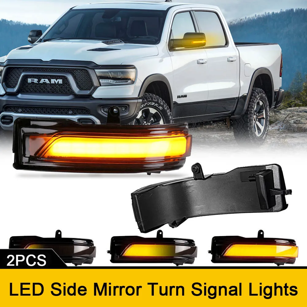 

2x Sequential Blinker LED Side Mirror Turn Signal Indicator Light Canbus For Dodge RAM 1500 2019-2023 DRL Parking Lamp