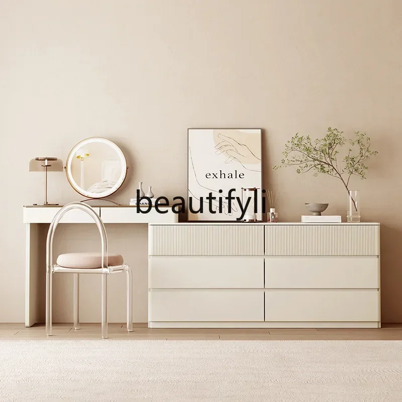 GG Bedroom Chest of Drawers Bedside Dressing Table Integrated Storage Ultra-thin Extendable Storage Eight-drawer Chest