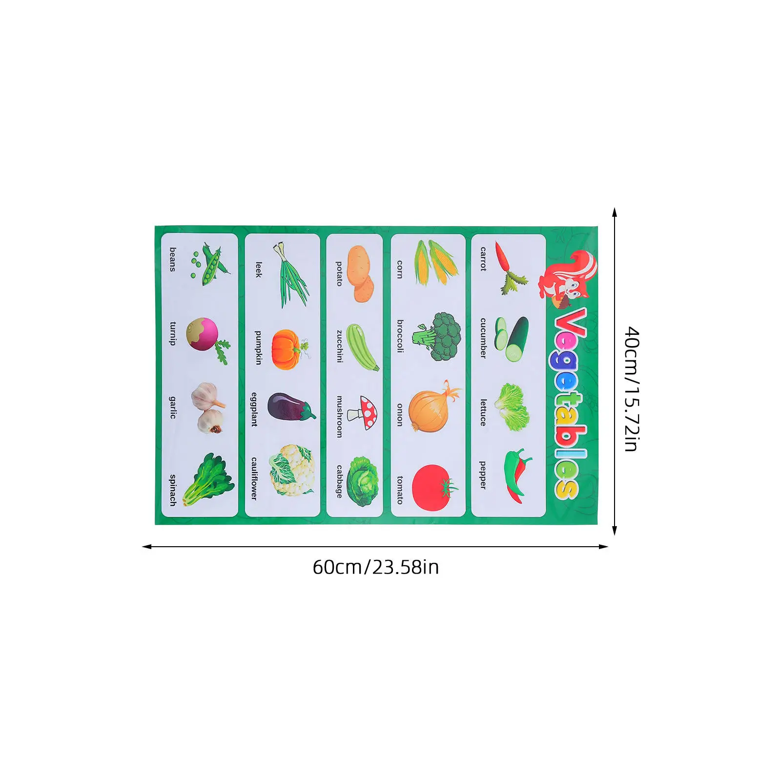 Vegetables Wall Chart Kitchen Wall Art Educational Poster 23.58x15.72in for Preschool Learning Activities Classroom Supplies