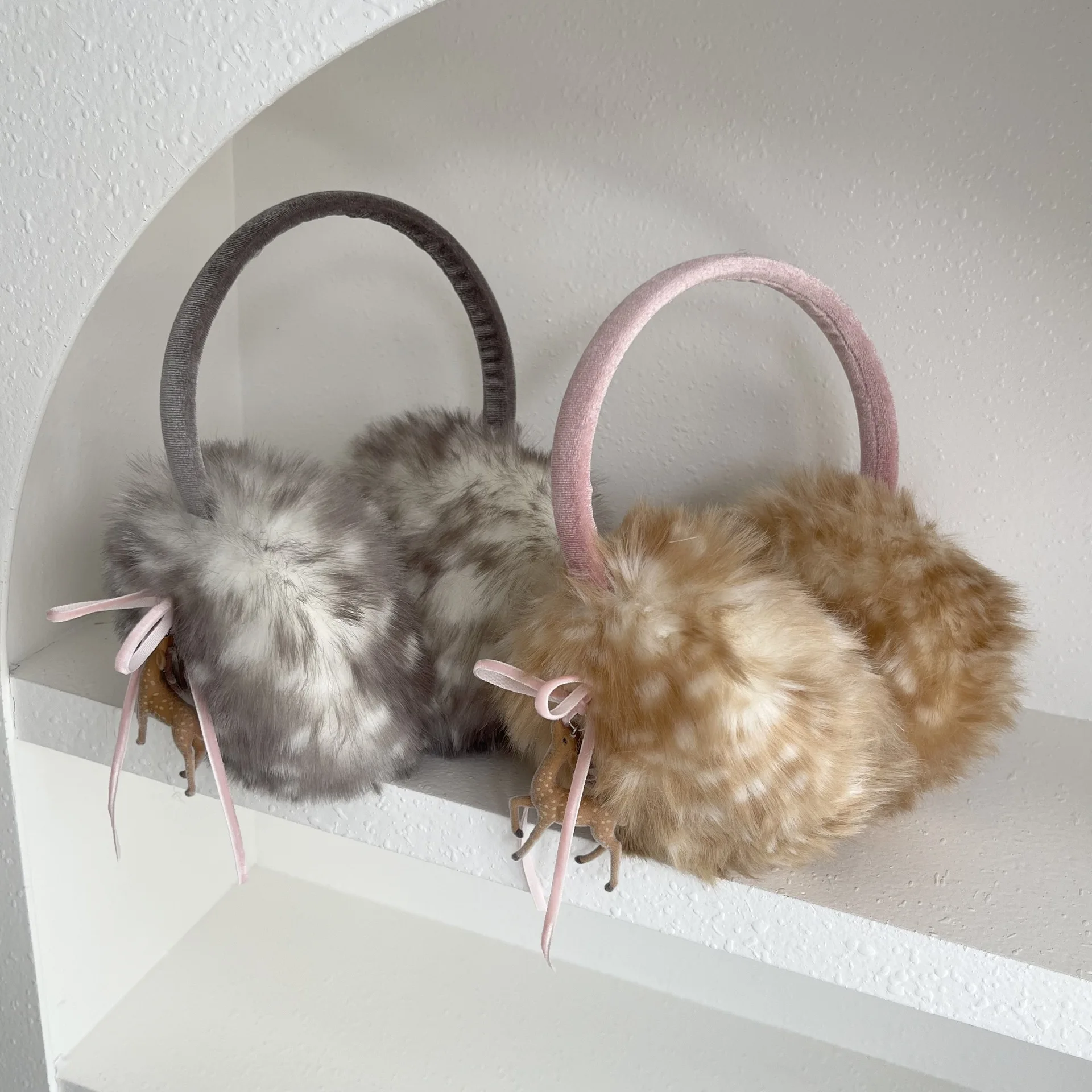 Harajuku Deer Pattern Plush Ear Muffs Women Winter Ear Wraps Forest Style Ear Protectors Warm Windproof Subculture Headwear
