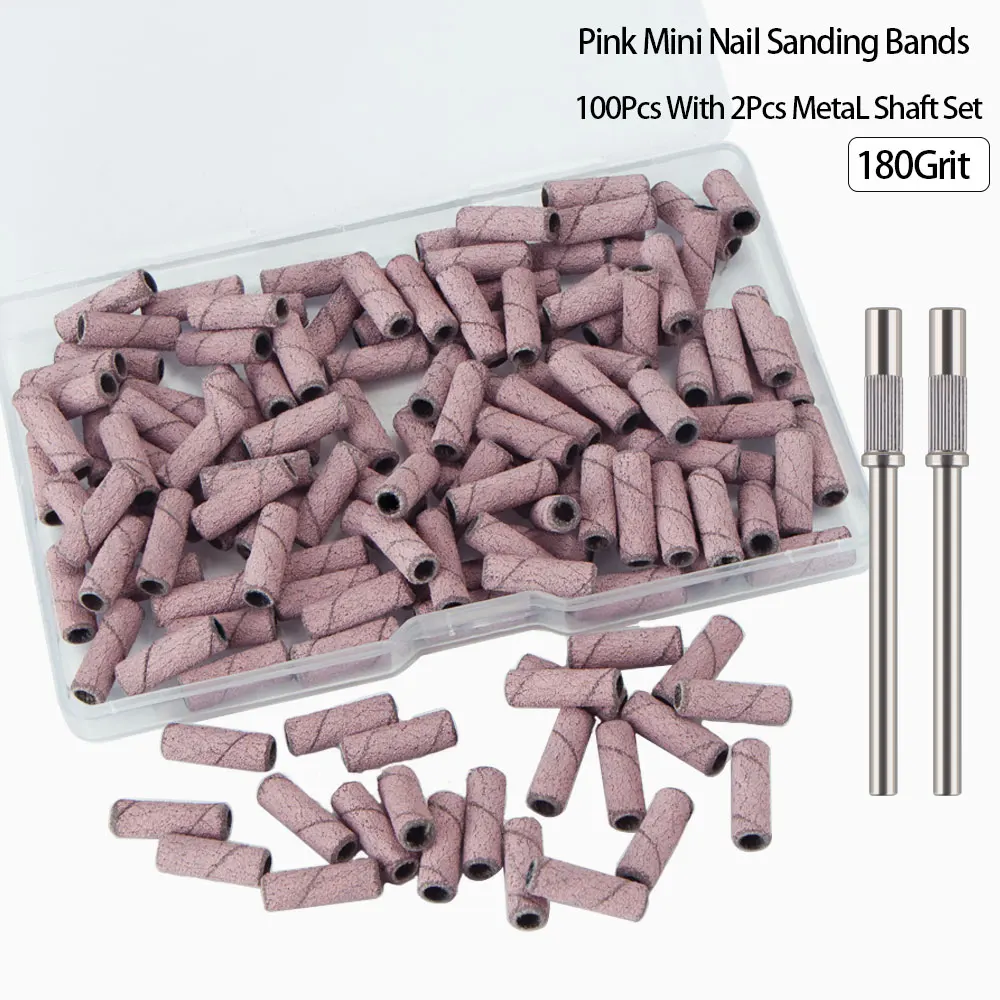 100pcs Sanding Bands for Nail Drill with 2Pcs Mandrel Bit Set, 3.1mm Mini Small Sand Bands Nail Drill Bits for Acrylic Nails Gel