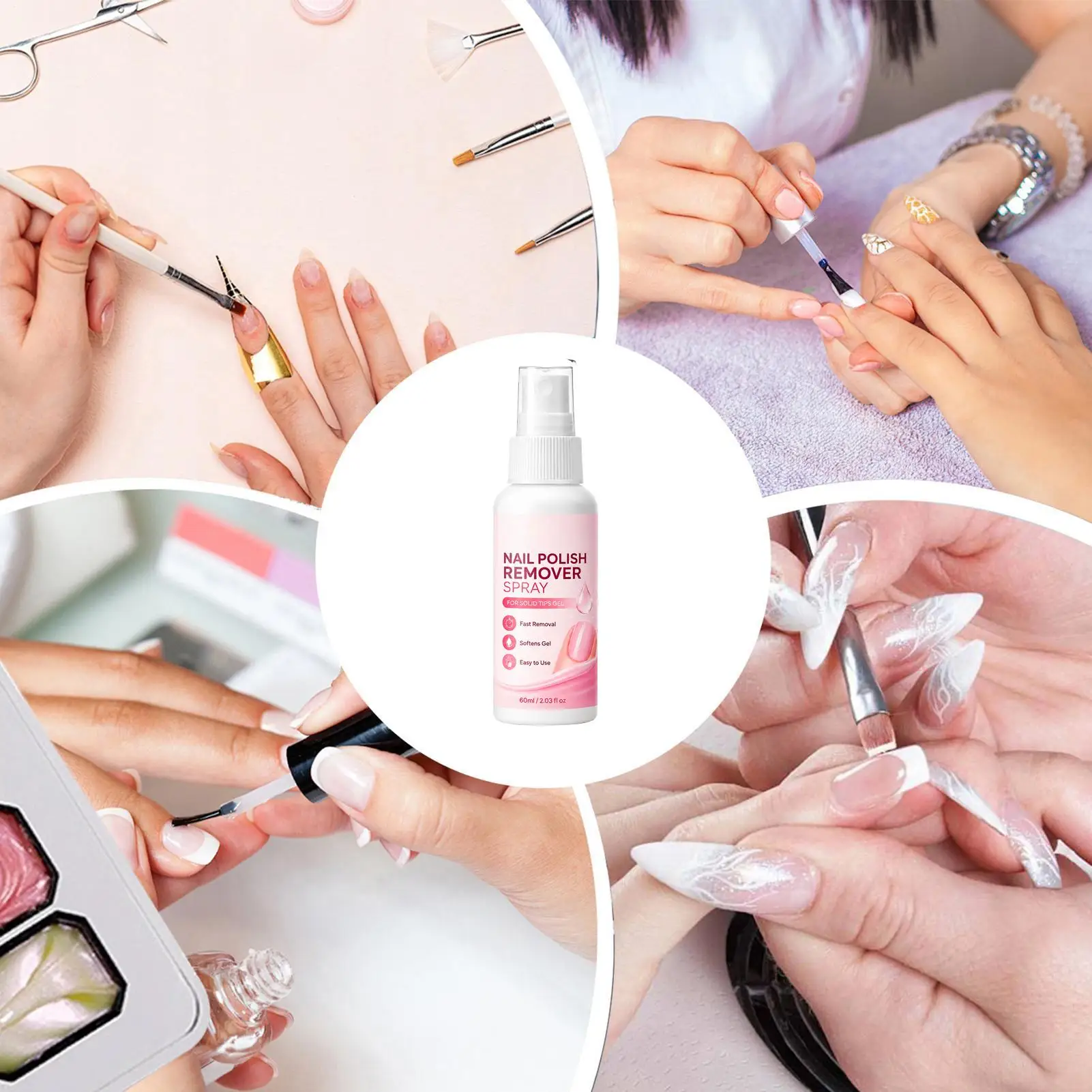 60ml Nail Remover Spray For Press On Nails False Nail Tips  Type UV Soak Off SolidAdhesive Fake Nail Removing Nails Art - view 5
