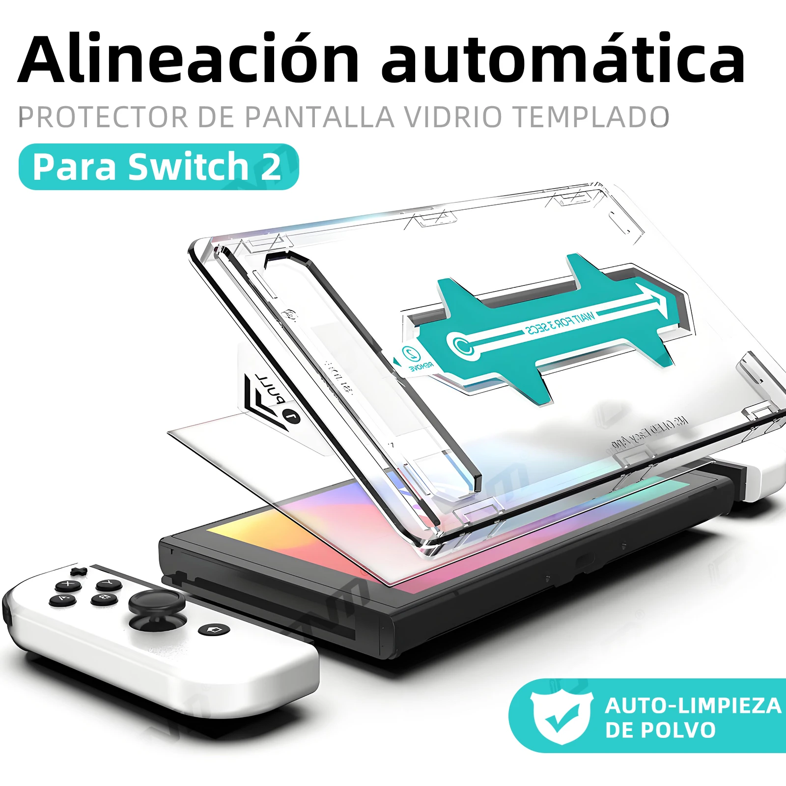 Imagen de Protector de pantalla de alineación automática para accesorios OLED de Nintendo Switch 2, vidrio templado transparente HD para Switch2, sin burbujas
