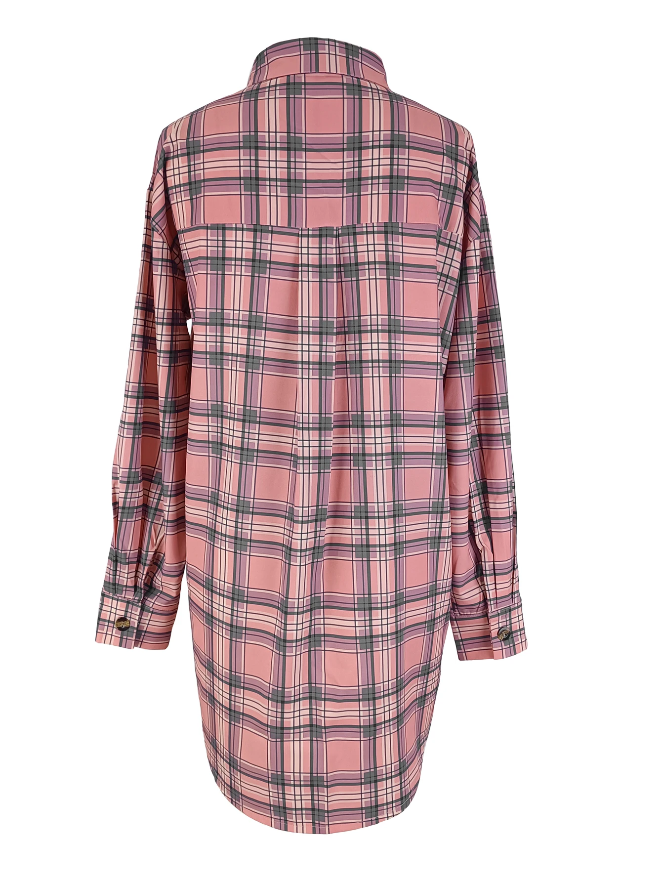 Damen Karohemd Langarm mit Umlegekragen Lässige Lose Vintage Karierte Blusen Frühling Herbst Koreanische Mode Oberteile Mantel – Detail 9