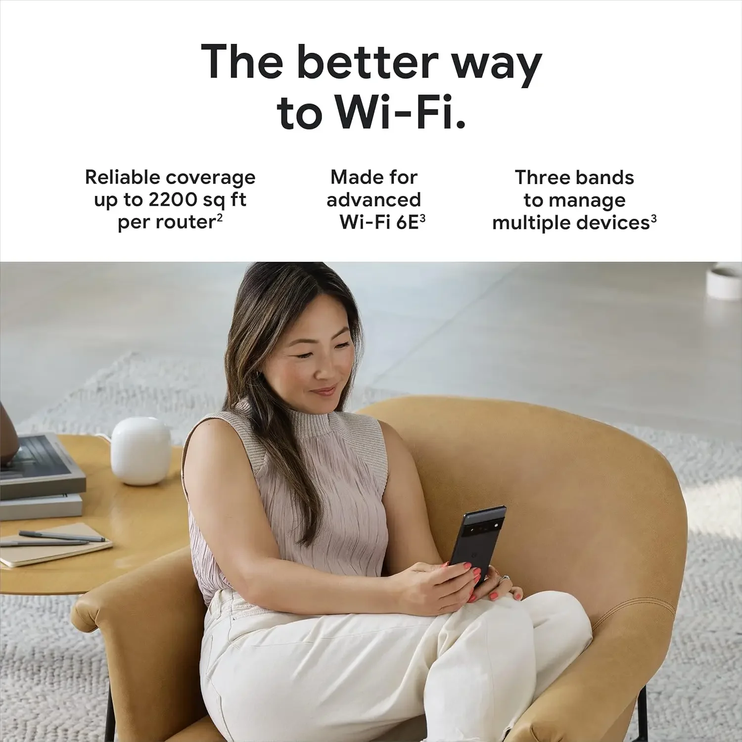 Nest WiFi Pro - 6E - Reliable Home Wi-Fi System with Fast Speed and Whole Home Coverage - Mesh Router